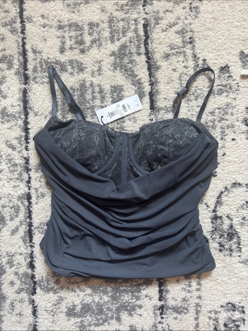 Garage grey lace bustier color burnt ash - M